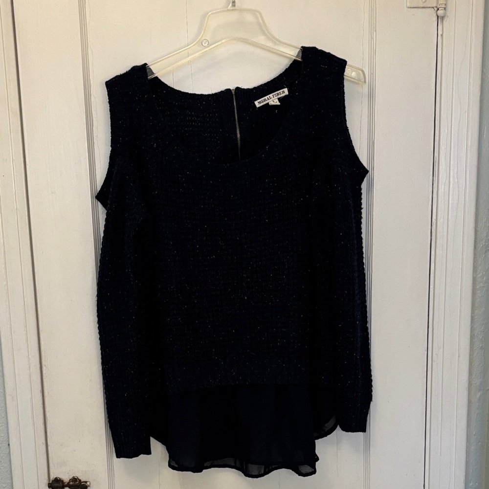 Moral Fiber Black Cold Shoulder Sweater
